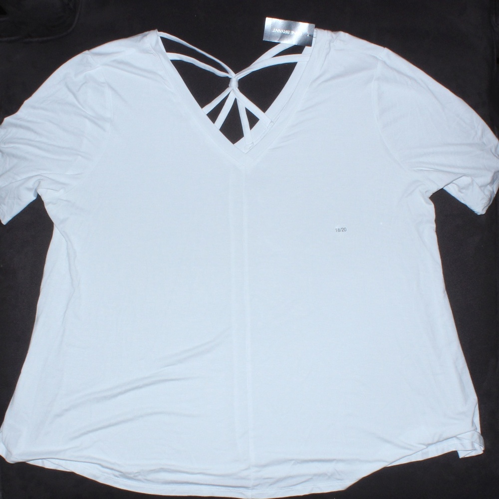 Lane Bryant 18-20 white strappy back v-neck NWT